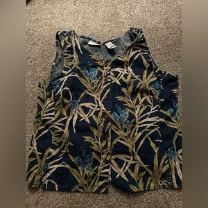 Floral denim vest